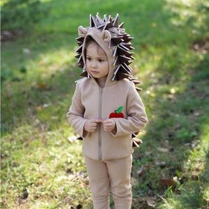 Hedgehog toddler, kids dress up zip sweater